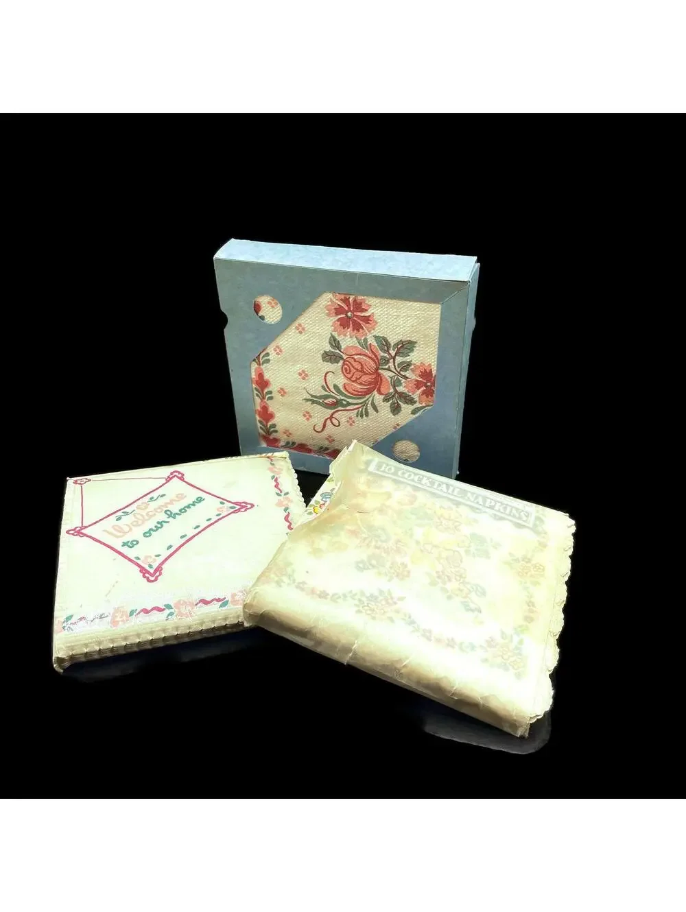 Vintage Floral Cocktail Napkins - 1940s NOS Party Decor